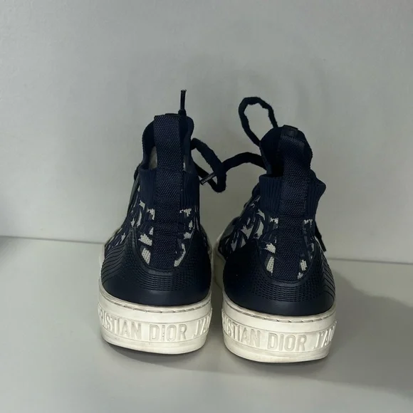 Christian Dior Walk'n'Dior Deep Blue Oblique Technical Mesh High Top Sneakers - Picture 9 of 12